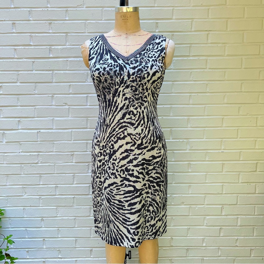 St. John Evening Animal Print Cocktail Dress